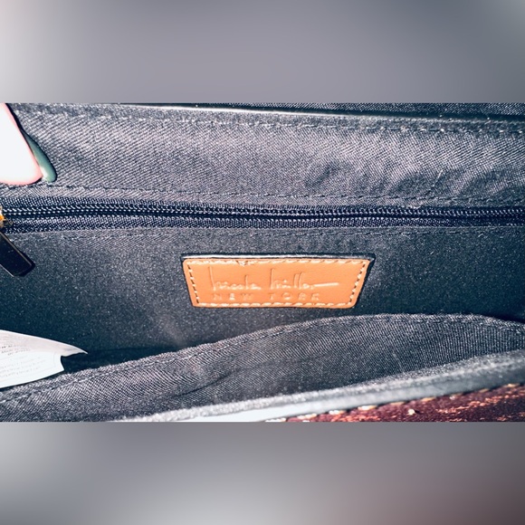 Nicole Miller Brown Logo Rose Gold Hardware Shoulder/Crossbody Bag Purse.    NWT - Picture 4 of 8